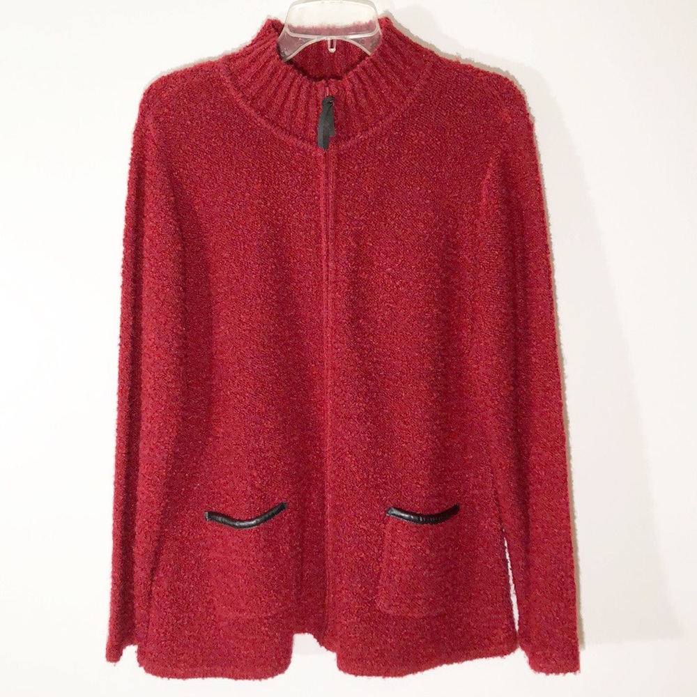 Coldwater Creek Zippered Cardigan Maroon Holiday Size L